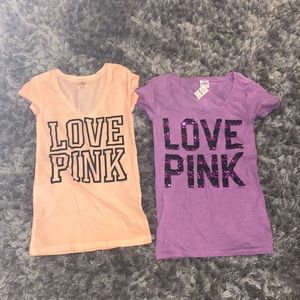VS Pink sequin tees- New with tags